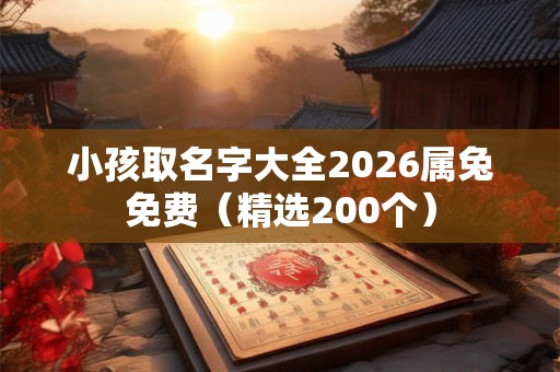 小孩取名字大全2026属兔免费（精选200个）