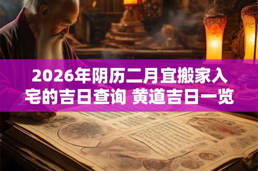 2026年阴历二月宜搬家入宅的吉日查询 黄道吉日一览表