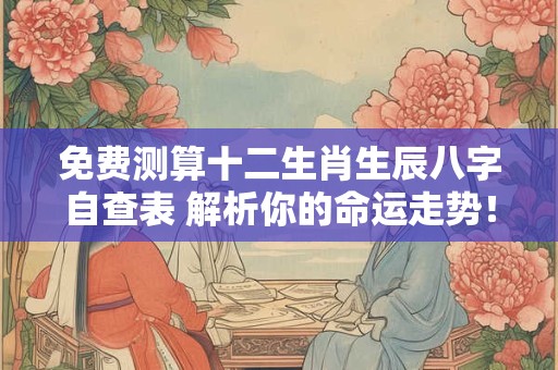 免费测算十二生肖生辰八字自查表 解析你的命运走势！