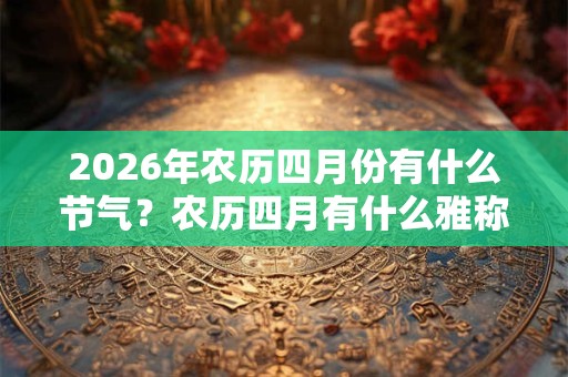 2026年农历四月份有什么节气？农历四月有什么雅称？