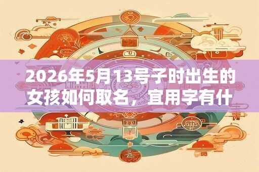 2026年5月13号子时出生的女孩如何取名，宜用字有什么？