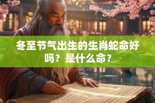冬至节气出生的生肖蛇命好吗？是什么命？