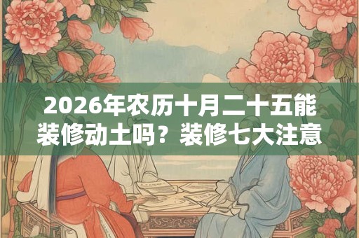 2026年农历十月二十五能装修动土吗？装修七大注意事项