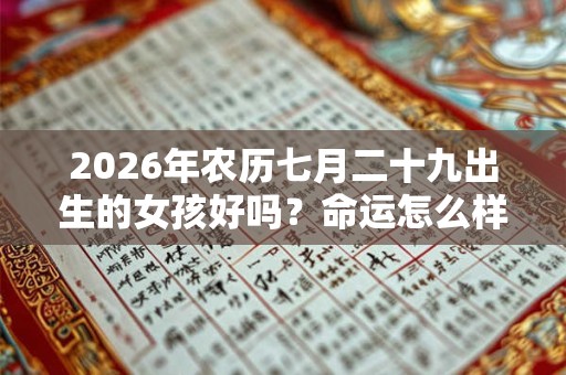 2026年农历七月二十九出生的女孩好吗？命运怎么样？