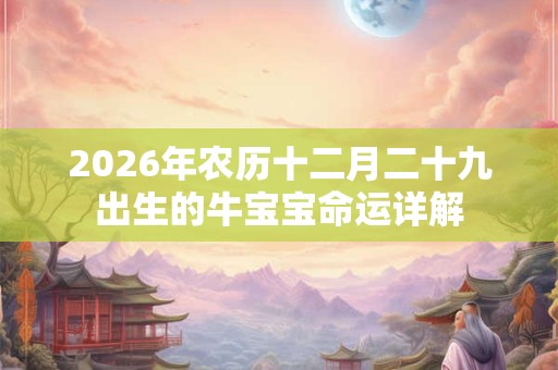 2026年农历十二月二十九出生的牛宝宝命运详解