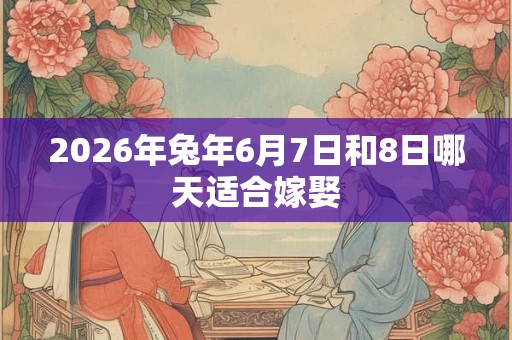 2026年兔年6月7日和8日哪天适合嫁娶
