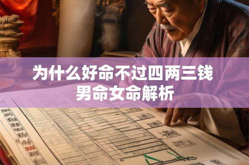 为什么好命不过四两三钱 男命女命解析