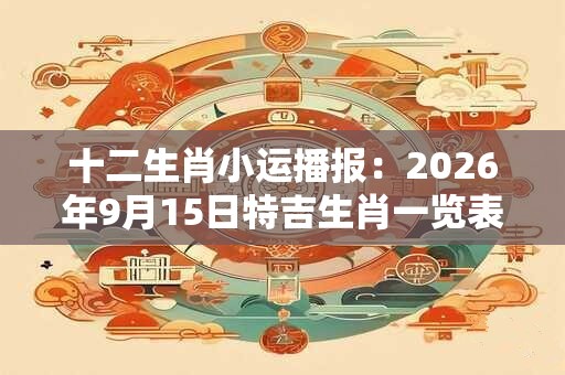 十二生肖小运播报：2026年9月15日特吉生肖一览表