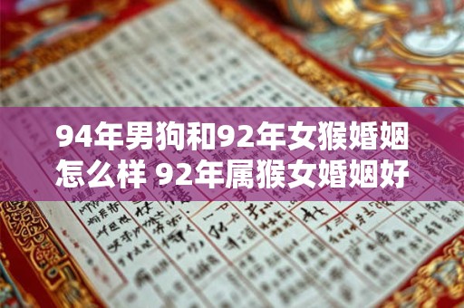 94年男狗和92年女猴婚姻怎么样 92年属猴女婚姻好不好