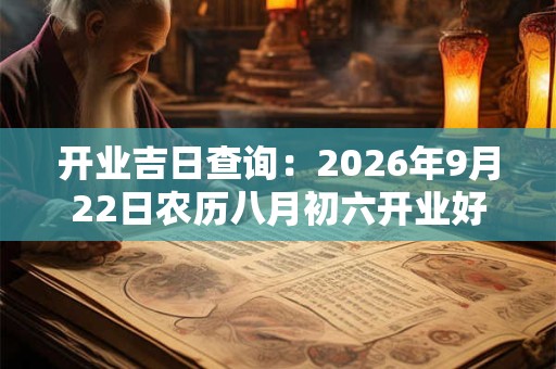 开业吉日查询：2026年9月22日农历八月初六开业好不好