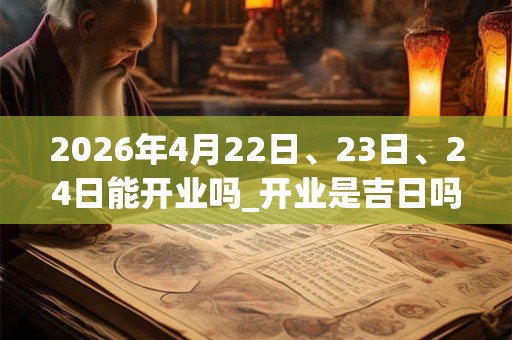 2026年4月22日、23日、24日能开业吗_开业是吉日吗