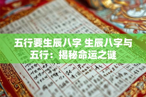 五行要生辰八字 生辰八字与五行：揭秘命运之谜
