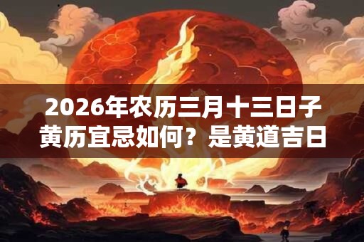 2026年农历三月十三日子黄历宜忌如何?是黄道吉日吗? 2026年农历三月十三日子黄历宜忌如何?是黄道吉日吗?