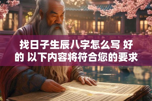找日子生辰八字怎么写 好的 以下内容将符合您的要求。