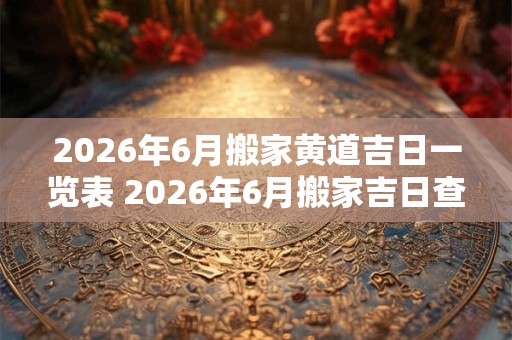 2026年6月搬家黄道吉日一览表 2026年6月搬家吉日查询