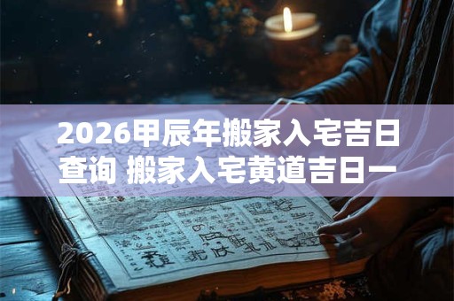 2026甲辰年搬家入宅吉日查询 搬家入宅黄道吉日一览表
