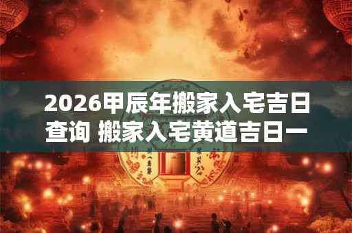 2026甲辰年搬家入宅吉日查询 搬家入宅黄道吉日一览表