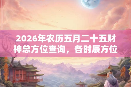 2026年农历五月二十五财神总方位查询，各时辰方位一览