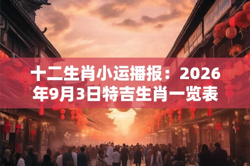 十二生肖小运播报：2026年9月3日特吉生肖一览表