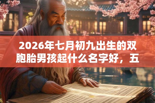 2026年七月初九出生的双胞胎男孩起什么名字好，五行属什么？
