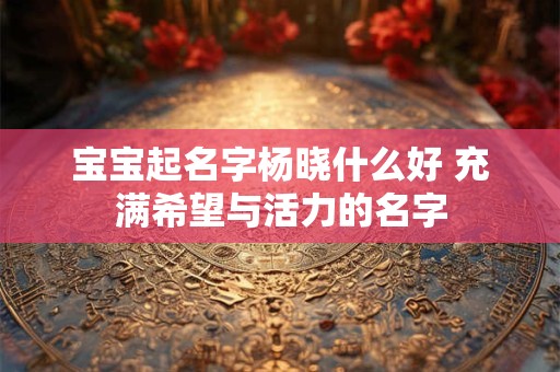 宝宝起名字杨晓什么好 充满希望与活力的名字 宝宝起名字杨晓什么好 充满希望与活力的名字