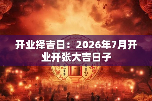 开业择吉日:2026年7月开业开张大吉日子 开业择吉日:2026年7月开业开张大吉日子