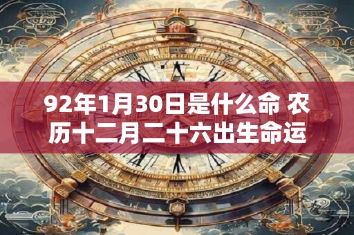 92年1月30日是什么命 农历十二月二十六出生命运