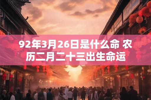 92年3月26日是什么命 农历二月二十三出生命运