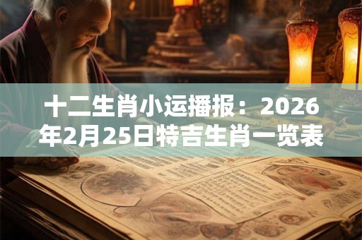 十二生肖小运播报：2026年2月25日特吉生肖一览表