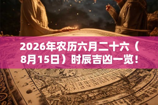 2026年农历六月二十六（8月15日）时辰吉凶一览！