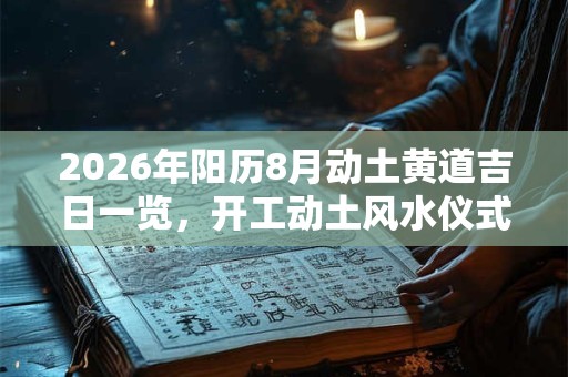 2026年阳历8月动土黄道吉日一览，开工动土风水仪式