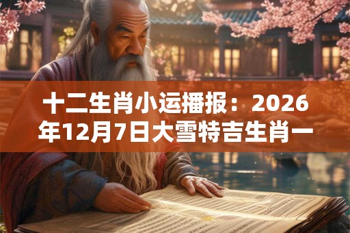 十二生肖小运播报：2026年12月7日大雪特吉生肖一览表