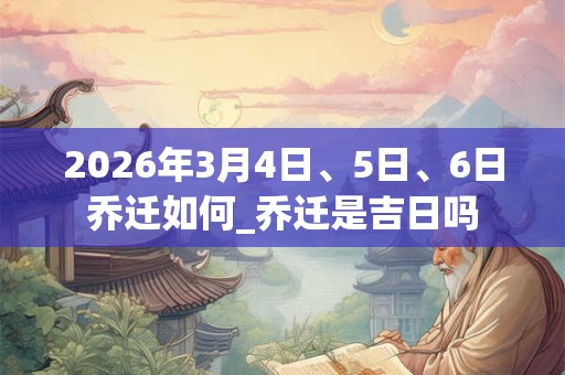 2026年3月4日、5日、6日乔迁如何_乔迁是吉日吗