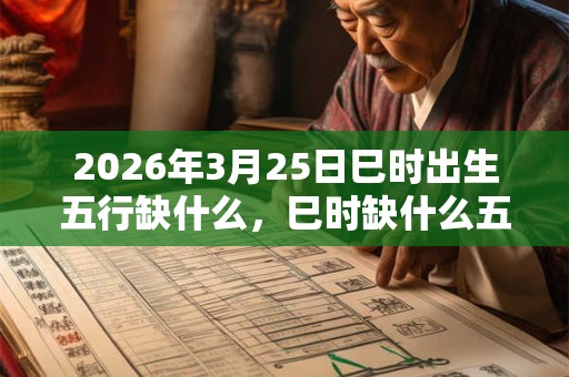 2026年3月25日巳时出生五行缺什么，巳时缺什么五行