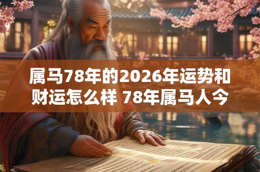 属马78年的2026年运势和财运怎么样 78年属马人今年运势如何