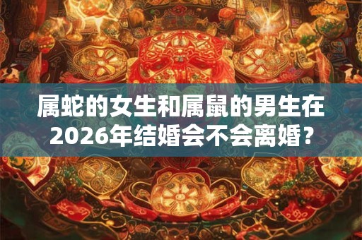 属蛇的女生和属鼠的男生在2026年结婚会不会离婚？