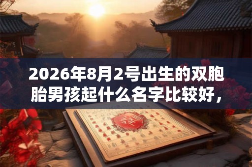 2026年8月2号出生的双胞胎男孩起什么名字比较好，五行属什么