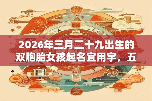 2026年三月二十九出生的双胞胎女孩起名宜用字，五行属什么
