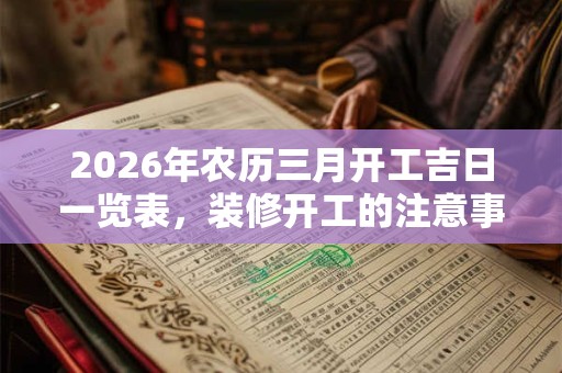 2026年农历三月开工吉日一览表，装修开工的注意事项