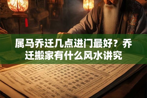 属马乔迁几点进门最好？乔迁搬家有什么风水讲究