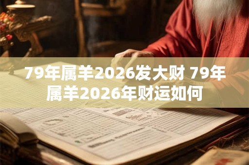 79年属羊2026发大财 79年属羊2026年财运如何