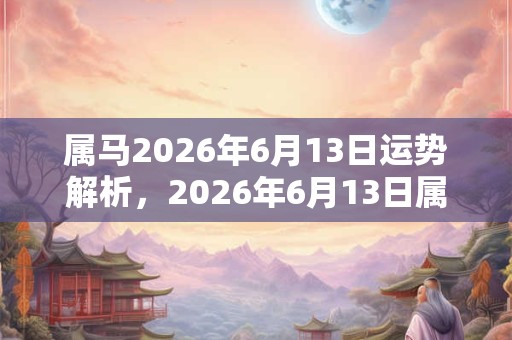 属马2026年6月13日运势解析，2026年6月13日属马人运势