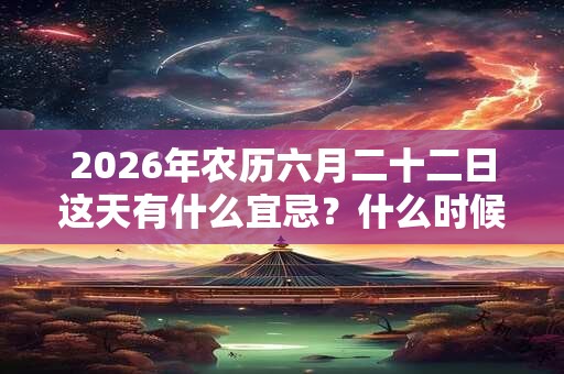 2026年农历六月二十二日这天有什么宜忌？什么时候是吉时？