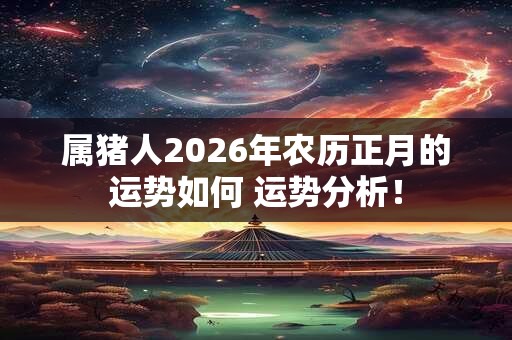 属猪人2026年农历正月的运势如何 运势分析！