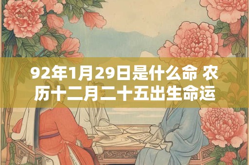 92年1月29日是什么命 农历十二月二十五出生命运
