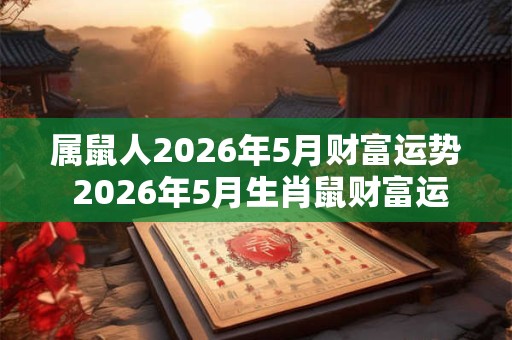 属鼠人2026年5月财富运势 2026年5月生肖鼠财富运程详解