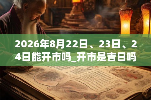 2026年8月22日、23日、24日能开市吗_开市是吉日吗
