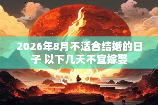 2026年8月不适合结婚的日子 以下几天不宜嫁娶