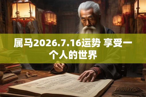 属马2026.7.16运势 享受一个人的世界