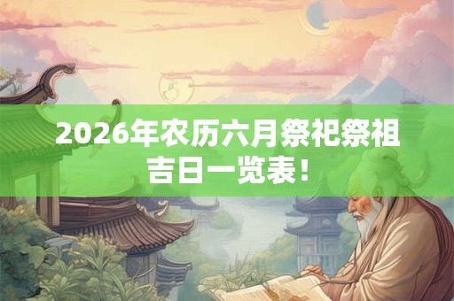2026年农历六月祭祀祭祖吉日一览表！